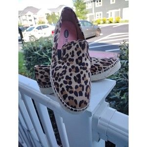 DR SCHOLL'S WOMEN'S FESTIVAL SLIP ON SHOES JUTE WRAP sz 6 TAN BLACK LEOPARD